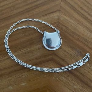 Silver necklace with large silver satchel pendant